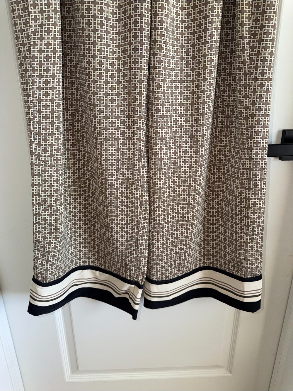 Abercrombie & Fitch Geometric Print Wide Leg Pants Size Large Taupe Cream - Picture 3 of 6